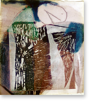 houtdruk en olieverf op stof