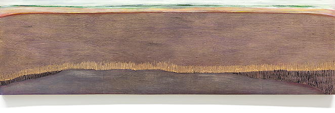 inkt en olieverf op houtsnede