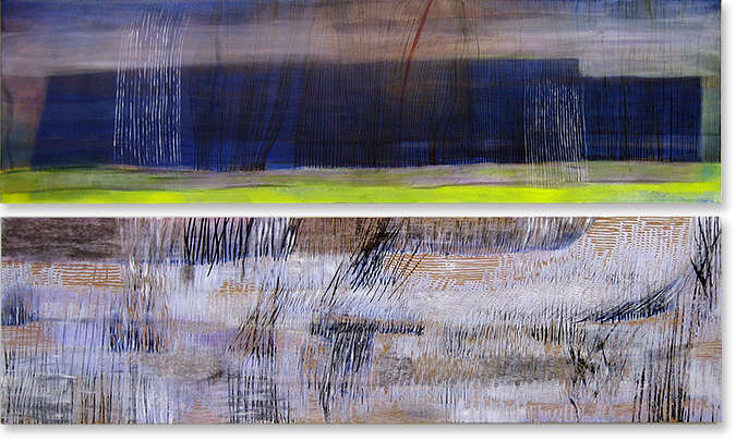 inkt en olieverf op houtsnede 