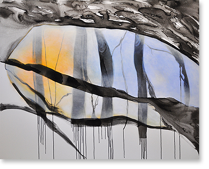 inkt en olieverf op doek