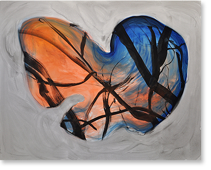 inkt en olieverf op doek