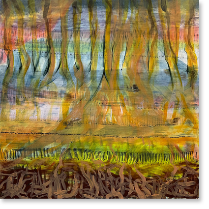 inkt en olieverf op doek